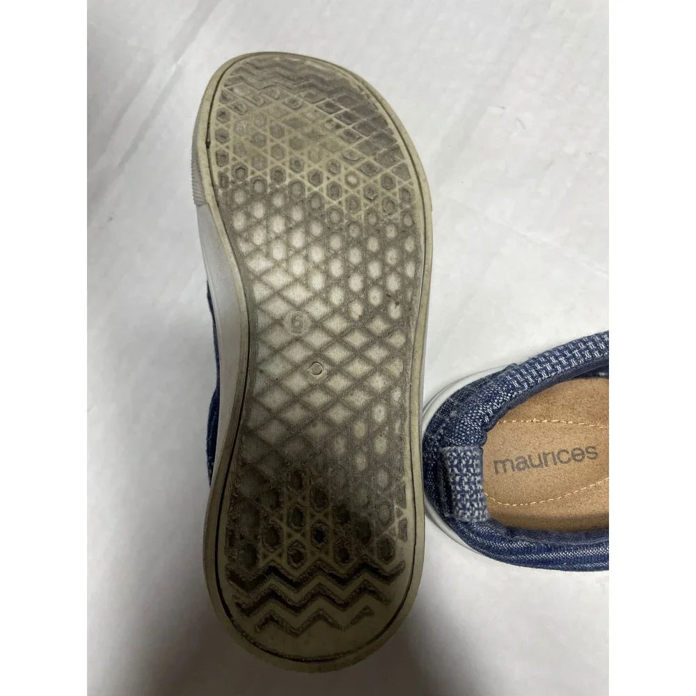 Maurices Womens‎ Blue White Patchwork Striped Slip On Sneakers Shoes Size 9